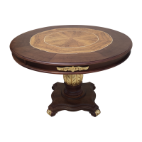 Mesa de Jantar Versalhes Redonda Detalhes em Marchetaria Madeira Eucalipto Design Clássico