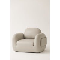 Poltrona Avel em Couro Legítimo com Aplique Acolchoado Sobreposto e Detalhe Metálico Design by Estúdio Galho