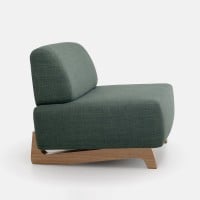 Poltrona Avellyn Estofada Base Lâmina Natural de Madeira Estrutura Madeira Reflorestada