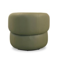 Poltrona Giratória Callen Estofada Revestido em Couro Estrutura Madeira de Lei Eucalipto Design Artesanal
