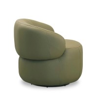 Poltrona Giratória Callen Estofada Revestido em Couro Estrutura Madeira de Lei Eucalipto Design Artesanal