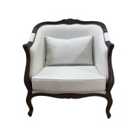 Poltrona Delphine Pés Luís XV Entalhada Madeira Maciça Design Artesanal de Luxo