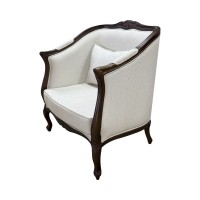 Poltrona Delphine Pés Luís XV Entalhada Madeira Maciça Design Artesanal de Luxo
