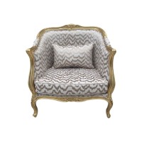 Poltrona Delphine Pés Luís XV Entalhada Madeira Maciça Design Artesanal de Luxo