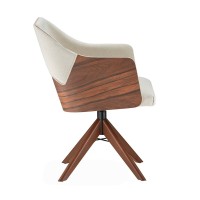Poltrona Giratória Mellany Estofada Encosto Laminado com Detalhe Estofado Atrás Base com Laminado Melamínico