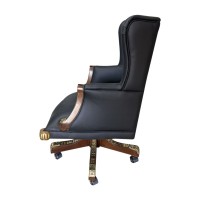 Poltrona Giratória Monarca Madeira Maciça Design de Luxo Peça Artesanal