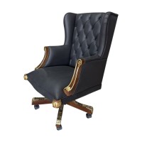 Poltrona Giratória Monarca Madeira Maciça Design de Luxo Peça Artesanal