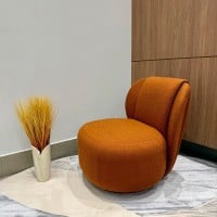Poltrona Giratória Zennon Estofada Base Aro em Madeira Estrutura Revestida Design by Intervém Design