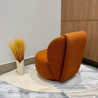 Poltrona Giratória Zennon Estofada Base Aro em Madeira Estrutura Revestida Design by Intervém Design