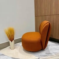 Poltrona Giratória Zennon Estofada Base Aro em Madeira Estrutura Revestida Design by Intervém Design