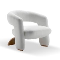 Poltrona Hellius Estofada com Encosto e Braços Integrados Base Curva em Lâmina de Cinamomo Design by Studio +A!