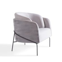 Poltrona Lanise Estofada Multilaminada Base Aço Carbono Pintura Metalizada