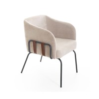 Poltrona Maki Detalhes Laterais com Cintas Pés Aço Carbono Design Contemporâneo