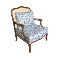 Poltrona Marquesa com Palhinha em Madeira com Pinturas e Tecidos Personalizados