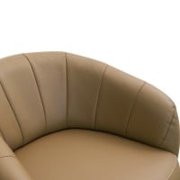 Poltrona Giratória Nahilla Estofada Revestido em Couro Estrutura Madeira de Lei Eucalipto Design Artesanal