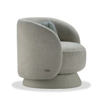 Poltrona Giratória Nusa Estofada com Almofada Lombar e Base Revestida Design by Stúdio +A!