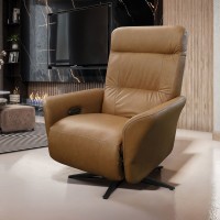 Poltrona Nyon Elétrica Gran Relax com Encosto Alto Anatômico em Couro Legítimo Pés Metálicos