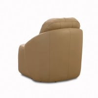 Poltrona Nyzza Base Giratória Couro Natural Almofada Solta Estrutura Madeira de Lei Eucalipto Design Artesanal
