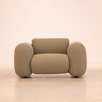 Poltrona Ondine em Couro Legítimo Estofado Orgânico com Costuras Decorativas