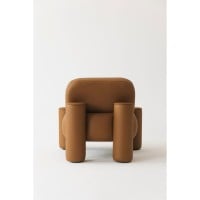 Poltrona Orfeu em Couro Legítimo com Almofadão e Apoios Cilíndricos Acolchoados Design by Victor Suzuki