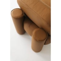 Poltrona Orfeu em Couro Legítimo com Almofadão e Apoios Cilíndricos Acolchoados Design by Victor Suzuki