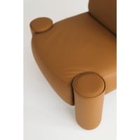 Poltrona Orfeu em Couro Legítimo com Almofadão e Apoios Cilíndricos Acolchoados Design by Victor Suzuki
