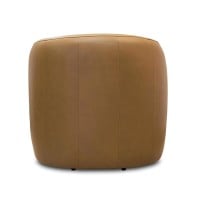 Poltrona Giratória Pérlonne Couro Natural Estrutura Madeira de Lei Eucalipto Design Artesanal