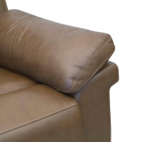 Poltrona Ravelle Couro Natural Reclinável Elétrica Power Estrutura Madeira de Lei Eucalipto Design Artesanal
