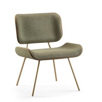 Poltrona Samya Estofada Encosto com Detalhe Laminado Base em Aço Carbono