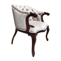 Poltrona Victoire Capitonê Pés Luís XV Entalhada Madeira Maciça Design Artesanal de Luxo