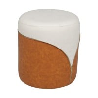 Puff Alon Estofado Design Cilíndrico com Detalhe em Composê e Zíper 