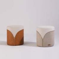 Puff Alon Estofado Design Cilíndrico com Detalhe em Composê e Zíper 