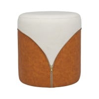 Puff Alon Estofado Design Cilíndrico com Detalhe em Composê e Zíper 
