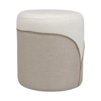 Puff Alon Estofado Design Cilíndrico com Detalhe em Composê e Zíper 