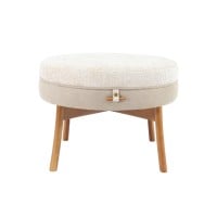 Puff Madonni Composê Design Redondo Estofado Pés em Madeira Tauari