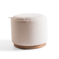 Puff Orazzio Redondo Design Reversível com Assento Estofado e Bandeja Laminada Base Recuada Laminada