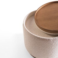 Puff Orazzio Redondo Design Reversível com Assento Estofado e Bandeja Laminada Base Recuada Laminada