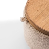 Puff Orazzio Redondo Design Reversível com Assento Estofado e Bandeja Laminada Base Recuada Laminada