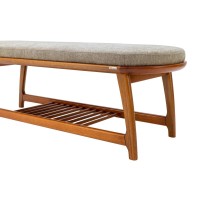 Recamier Agatha Estofado Design Oblongo Estrutura em Madeira Eucalipto Prateleira Inferior Ripada