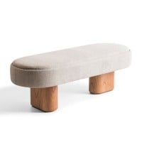 Recamier Kennon Design Oblongo Assento Estofado Base Dupla em Lâmina de Madeira