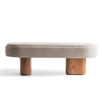 Recamier Kennon Design Oblongo Assento Estofado Base Dupla em Lâmina de Madeira