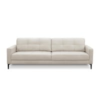 Sofá Bellure 2 Módulos Couro Natural Estrutura Madeira de Lei Eucalipto Pés em Aço Design Artesanal