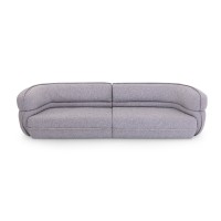 Sofá Bonise Bipartido Estofado Design Orgânico com Encosto Curvo e Acabamento em Vivo