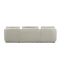 Sofá com Chaise Chantel 3 Módulos Estofado Estrutura Madeira de Lei Eucalipto Pés em Madeira
