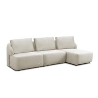 Sofá com Chaise Chantel 3 Módulos Estofado Estrutura Madeira de Lei Eucalipto Pés em Madeira