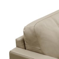 Sofá com Chaise Romulo 3 Módulos Couro Natural Almofadas Soltas Estrutura Madeira de Lei Eucalipto Pés em Aço Design Artesanal