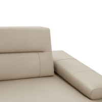 Sofá com Chaise Zaidon Couro Natural Braço Reclinável Encosto Ajustável Estrutura Madeira de Lei Eucalipto Pés em Aço