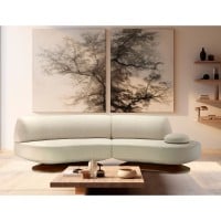 Sofá Curvo Olsay Duo 2 Módulos com Encosto Alongado e Encosto Deslocado Base Orgânica em Madeira Laminada Design by Maicon Geremia