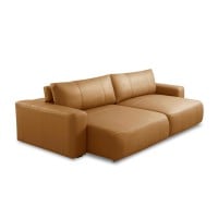 Sofá Elisium 2 Módulos Couro Natural Retrátil e Reclinável Estrutura Madeira de Lei Eucalipto Design Artesanal