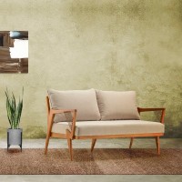 Sofá Hilluna 2 Lugares Detalhes em Cordão Recouro Madeira Eucalipto Design Artesanal